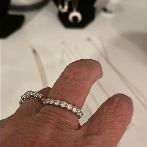 Elegant 14k gold synthetic diamond Band beautiful eternity band.